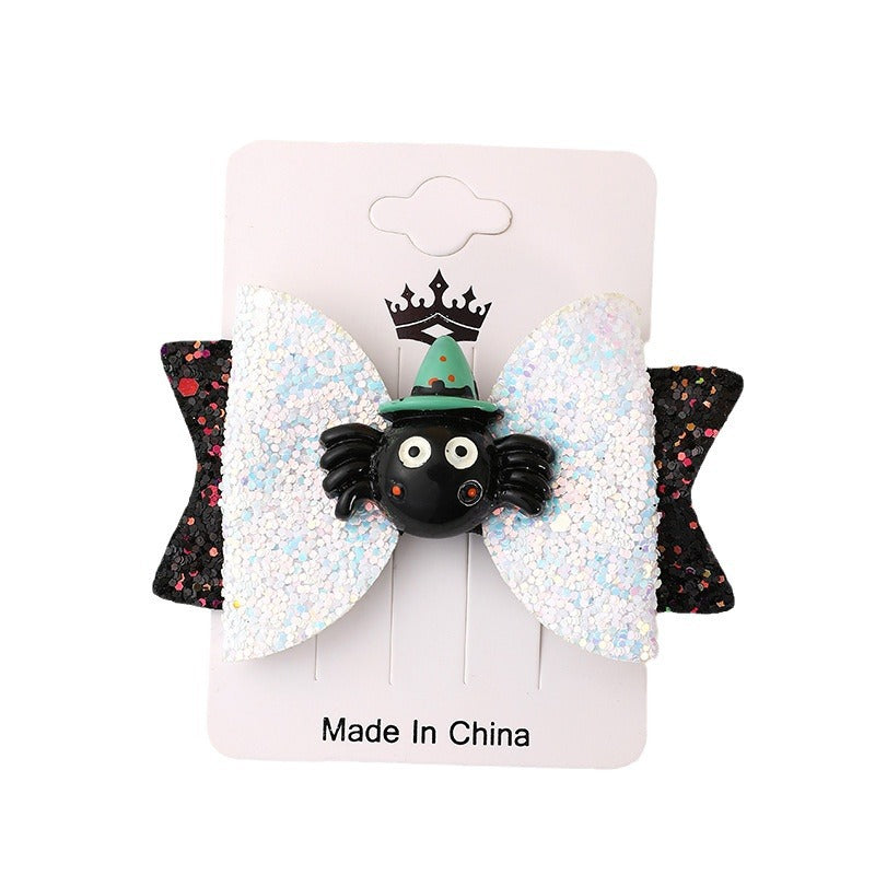 Halloween Hair Barrettes - Spooky Ghost, Pumpkin & Spider Hair Clips