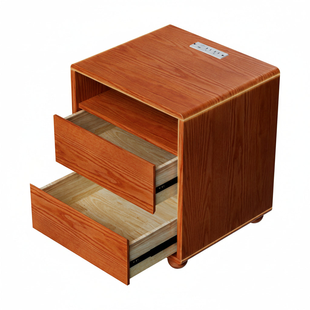 20 Modern Nightstand With 2 Drawers And Shelves Solid Wood Night