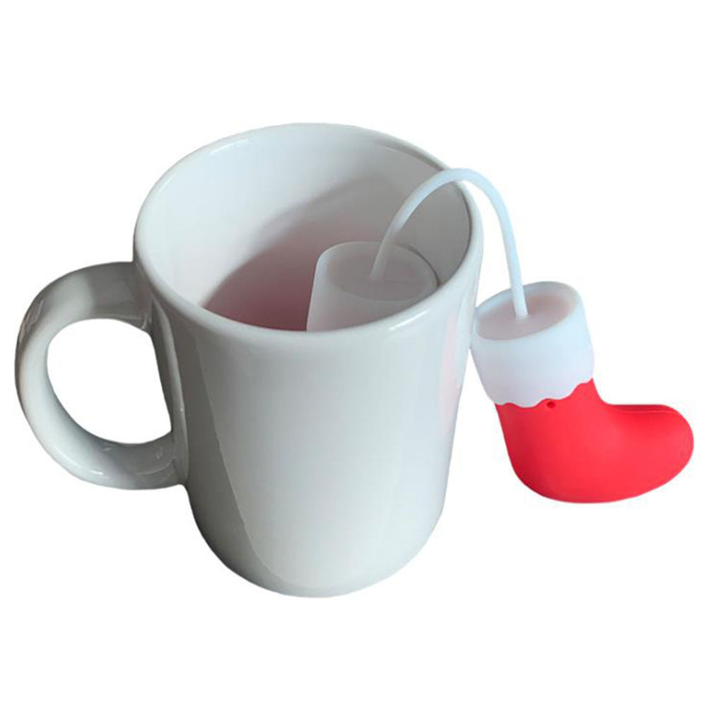 Christmas Boots Tea Strainer - Red Silicone Holiday Kitchen Accessory