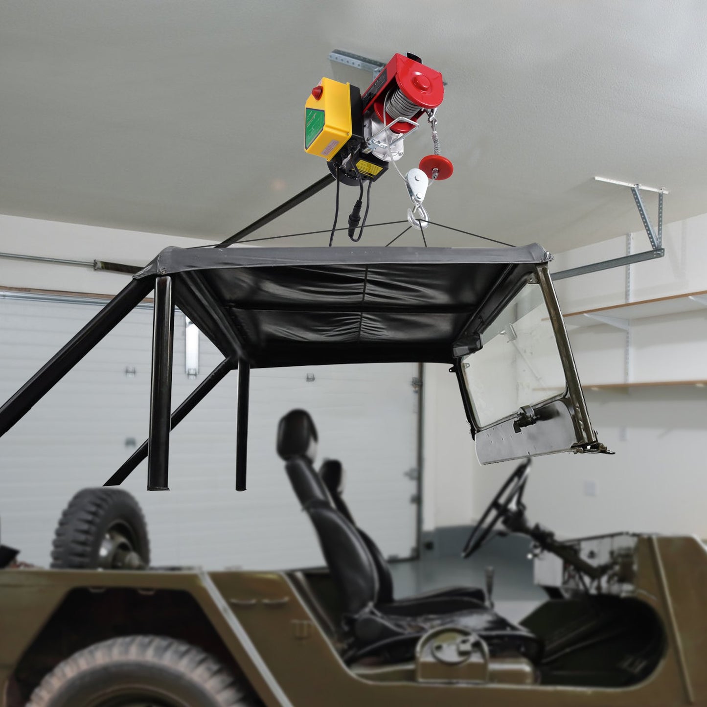 Electric Hoist Crane Winch 1760 lbs with Wireless Remote Control - Garden & Workshop Tool