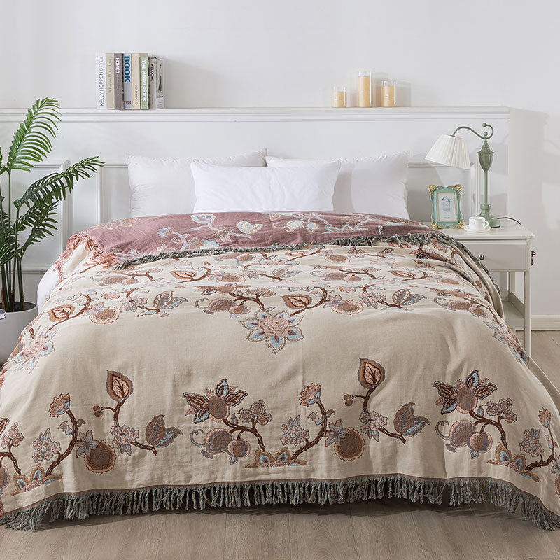 Retro Thickened Pure Cotton Gauze Towel Blanket - Multiple Sizes & Patterns