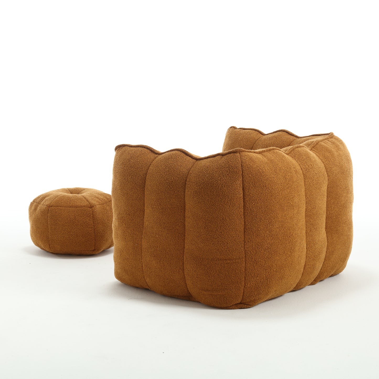 Soft Chenille Bean Bag Chair with Foam Filler - Khaki & Yellow