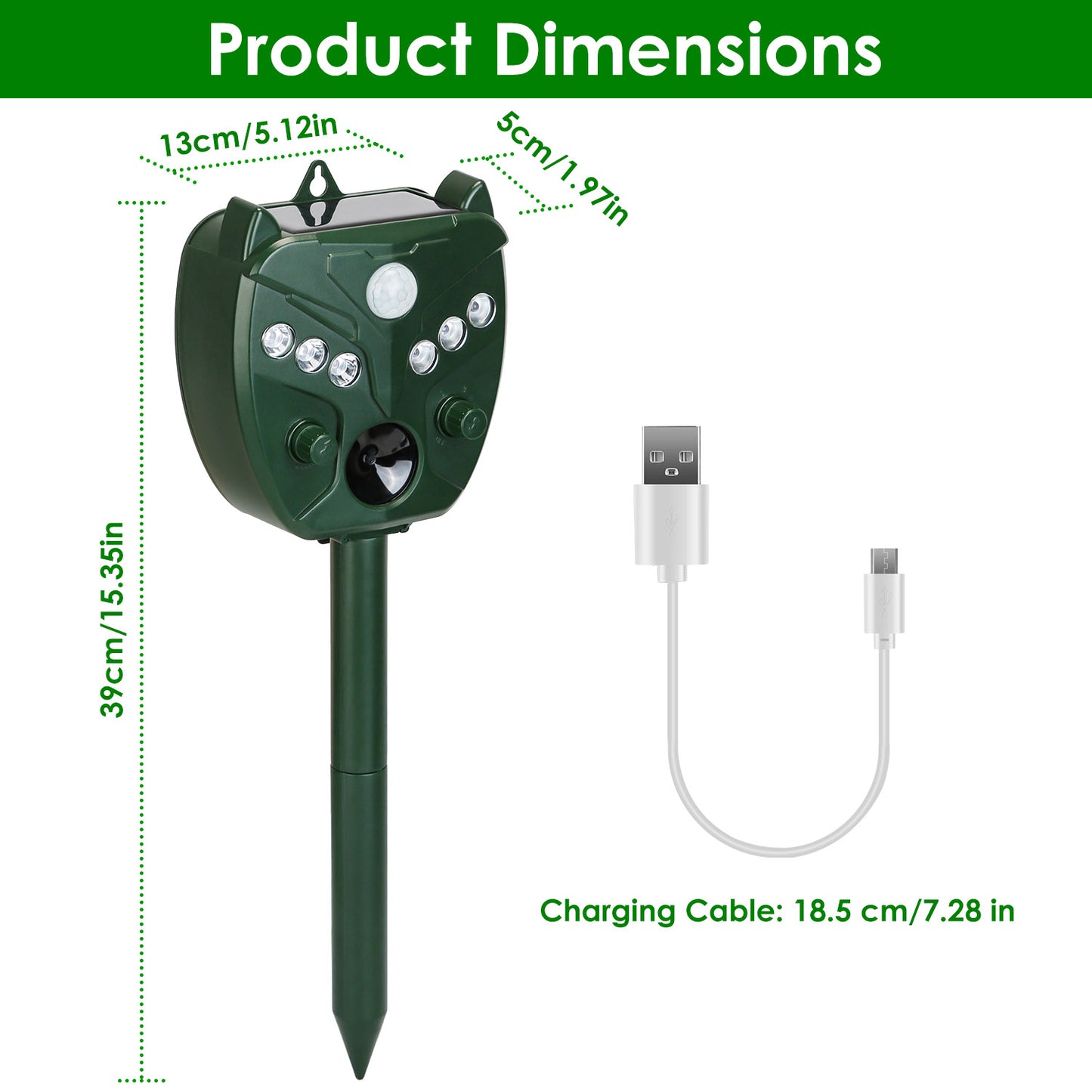 Ultrasonic Solar Animal Repeller - Waterproof Mouse Chaser for Yard