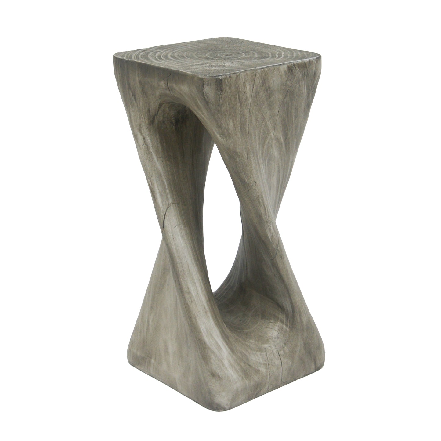 Outdoor Twist Shape Side Table - Lightweight Concrete in Grey