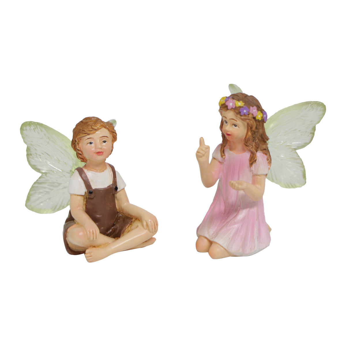 Decorative Elf Fairy Plant Set - Two Resin Potted Garden Ornaments