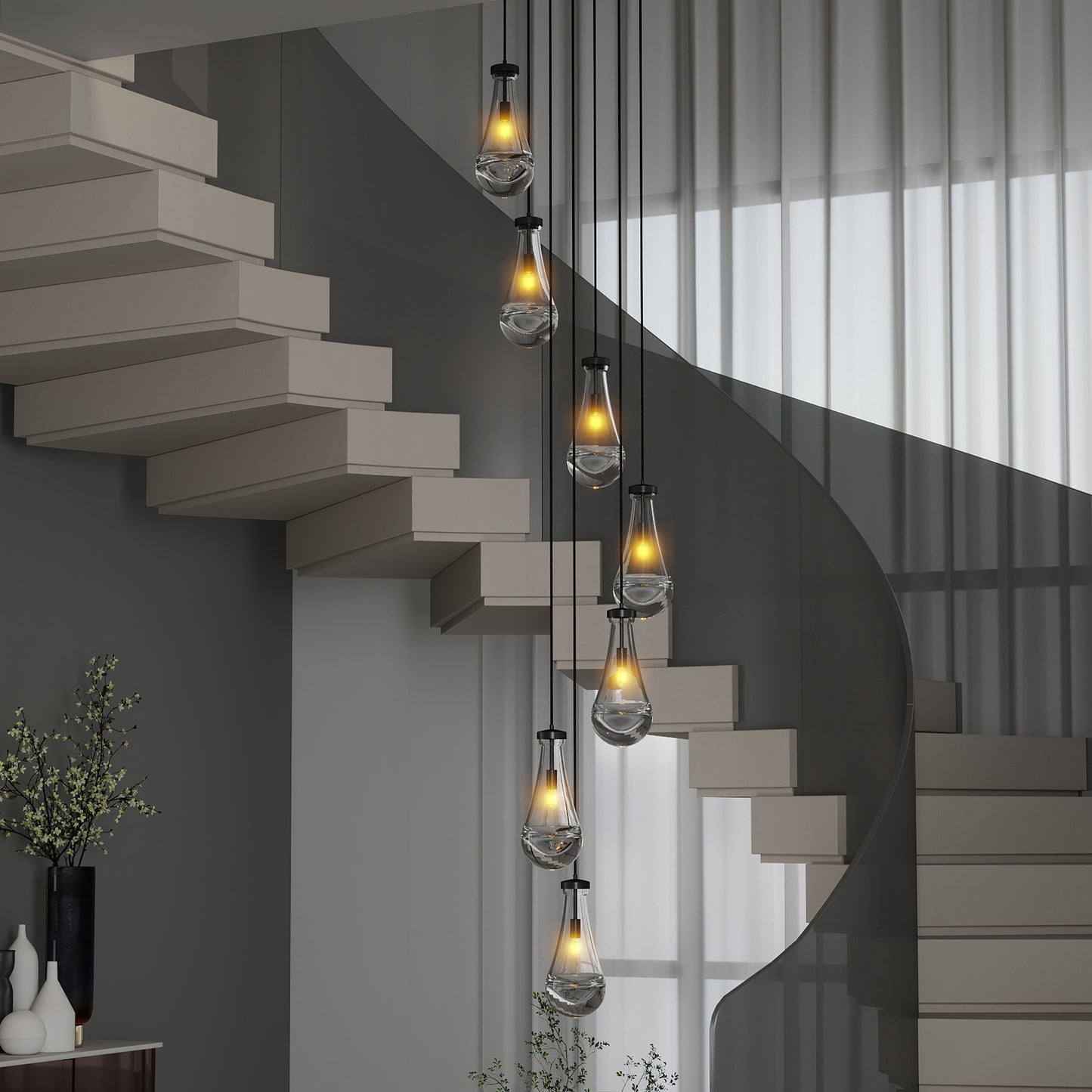 Modern Raindrop Pendant Light Chandelier - Adjustable Height