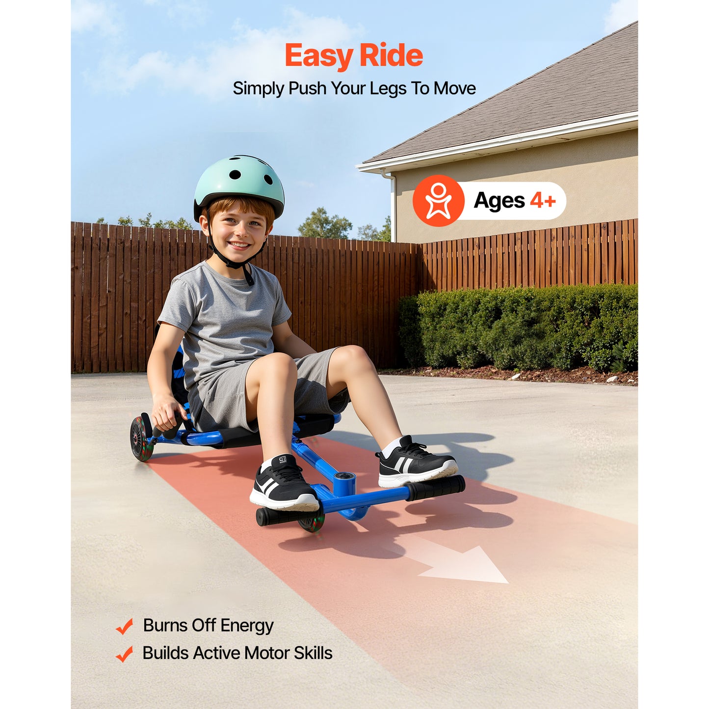 Ride On Scooter for Kids 150 Lbs Blue Swing Side-to-Side Indoor Outdoor