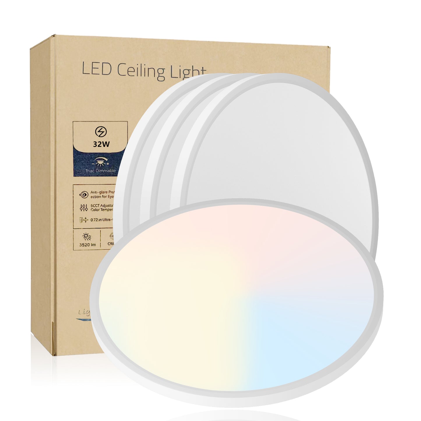 16-Inch Dimmable LED Flush Mount Ceiling Light Fixture - 5CCT