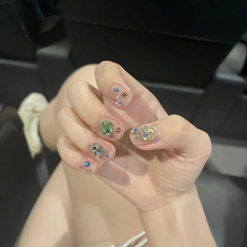 Handmade Fake Nail Patches with Glue & Tools Kit