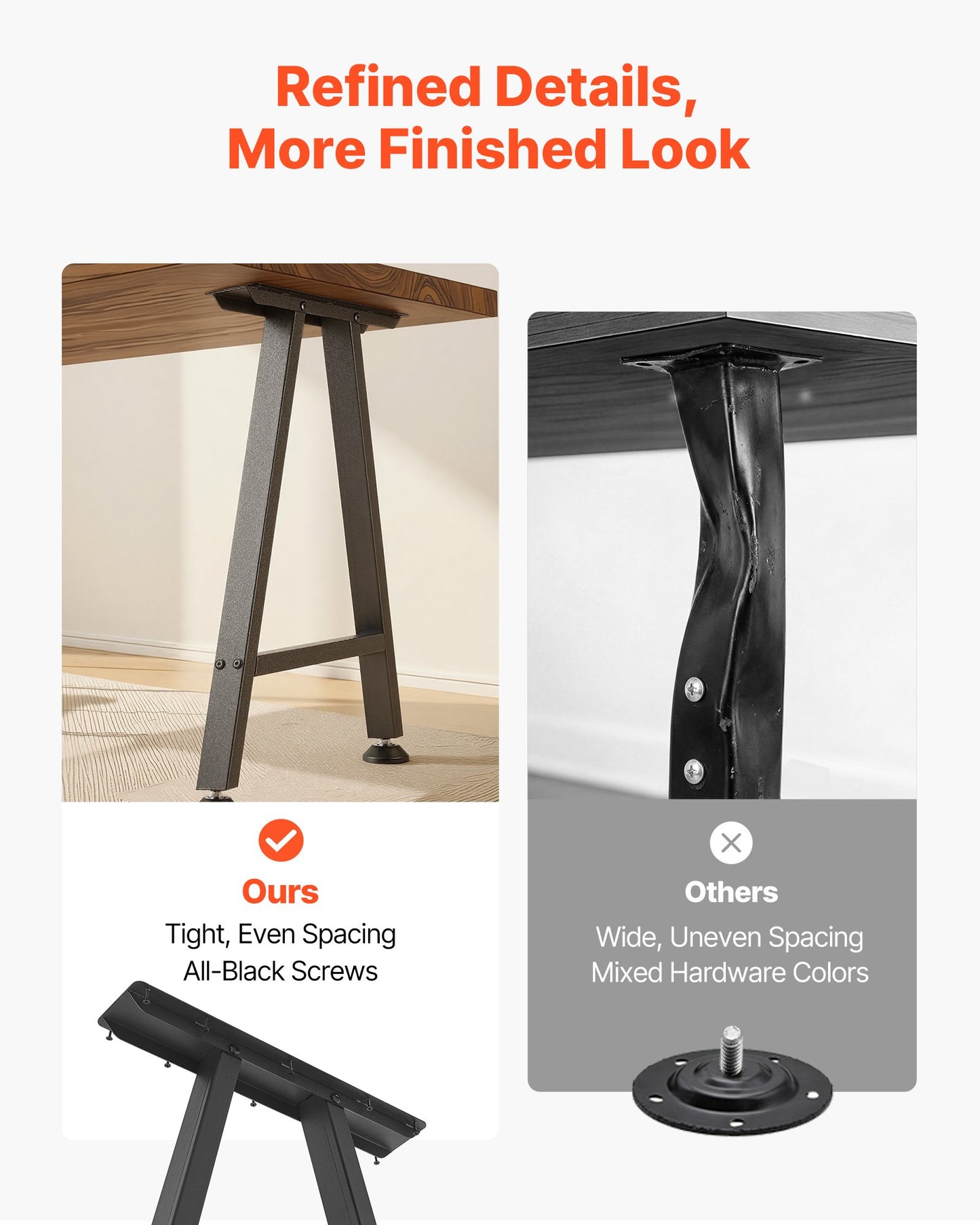 Heavy Duty Steel Table Legs 29.1 Inch Height for Home Office & Dining Tables - Black, Set of 2