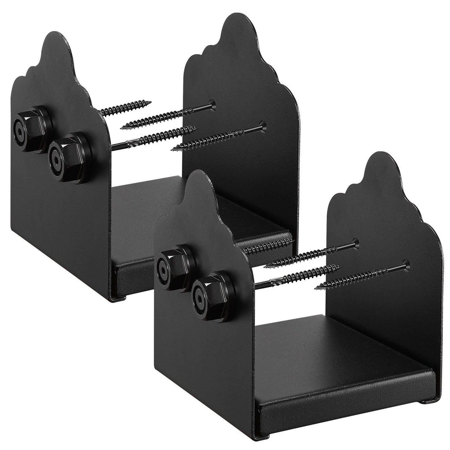 2 Pack Wood Fence Post Base Brackets - Black, 6x6 Inch Support Anchors