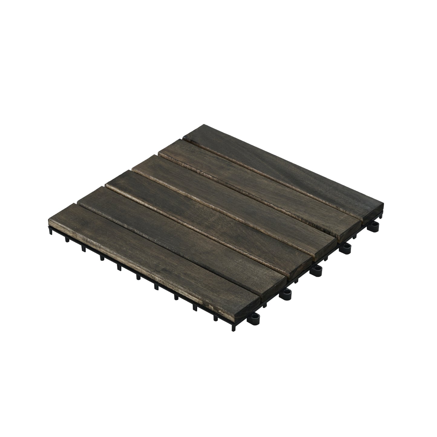 Interlocking Deck Tiles 12x12 Inch Dark Brown Acacia Hardwood Outdoor Flooring - Waterproof & Mold Resistant