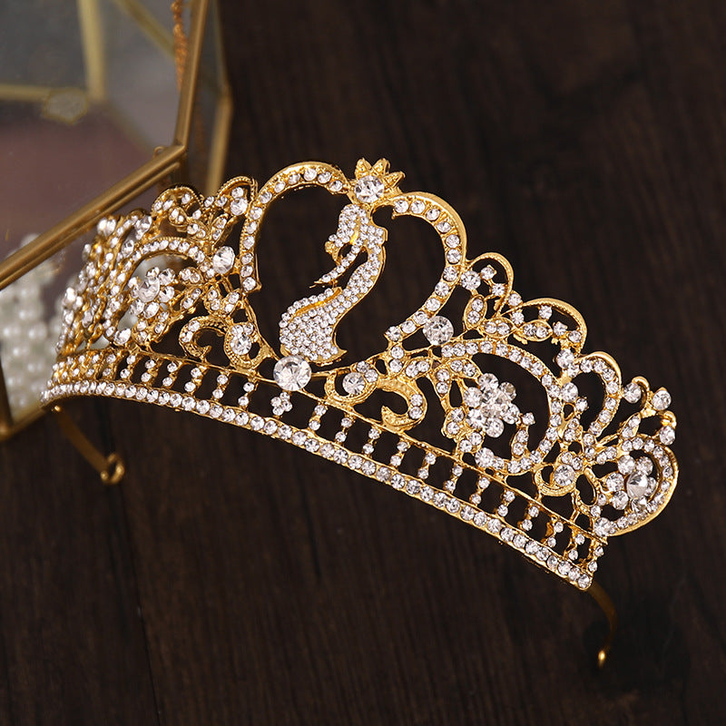 Diamond Crown Wedding Headband Gold Crystal Bridal Hair Accessory