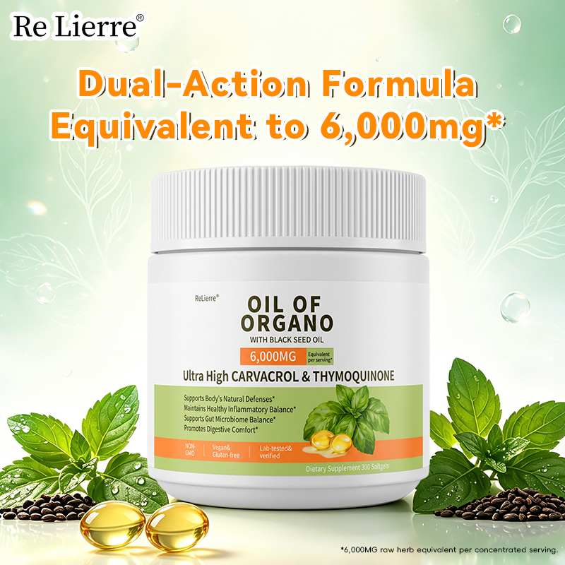 Oregano Oil & Black Seed Oil Softgels - 6000mg Equivalent - 300 Capsules