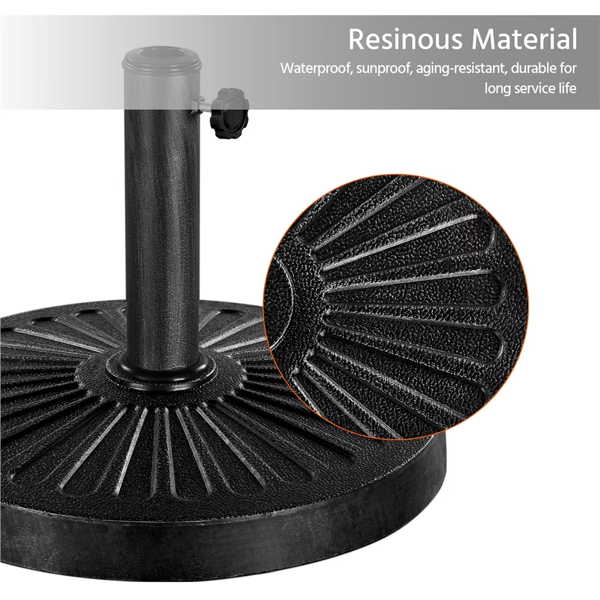 30 Lb Heavy Duty Outdoor Umbrella Base 18in Black Weather-Resistant Support