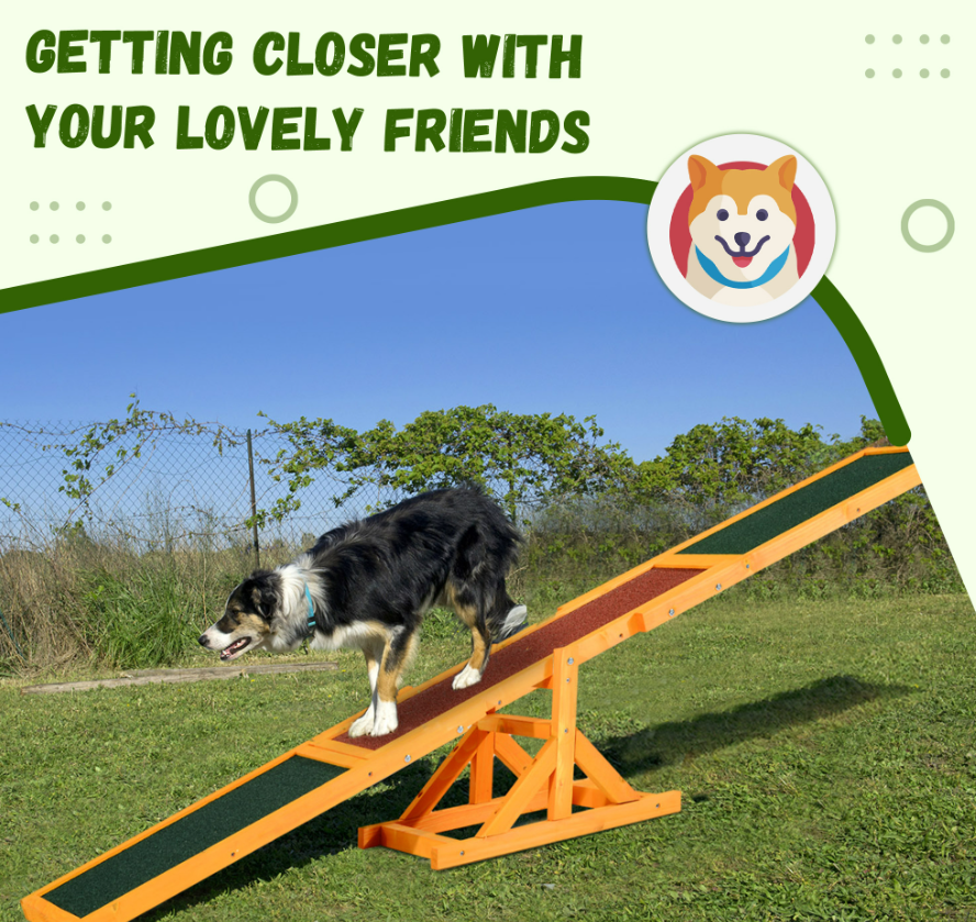 Wooden Dog Agility Seesaw - Weather-Resistant Pet Training & Exercise Equipment