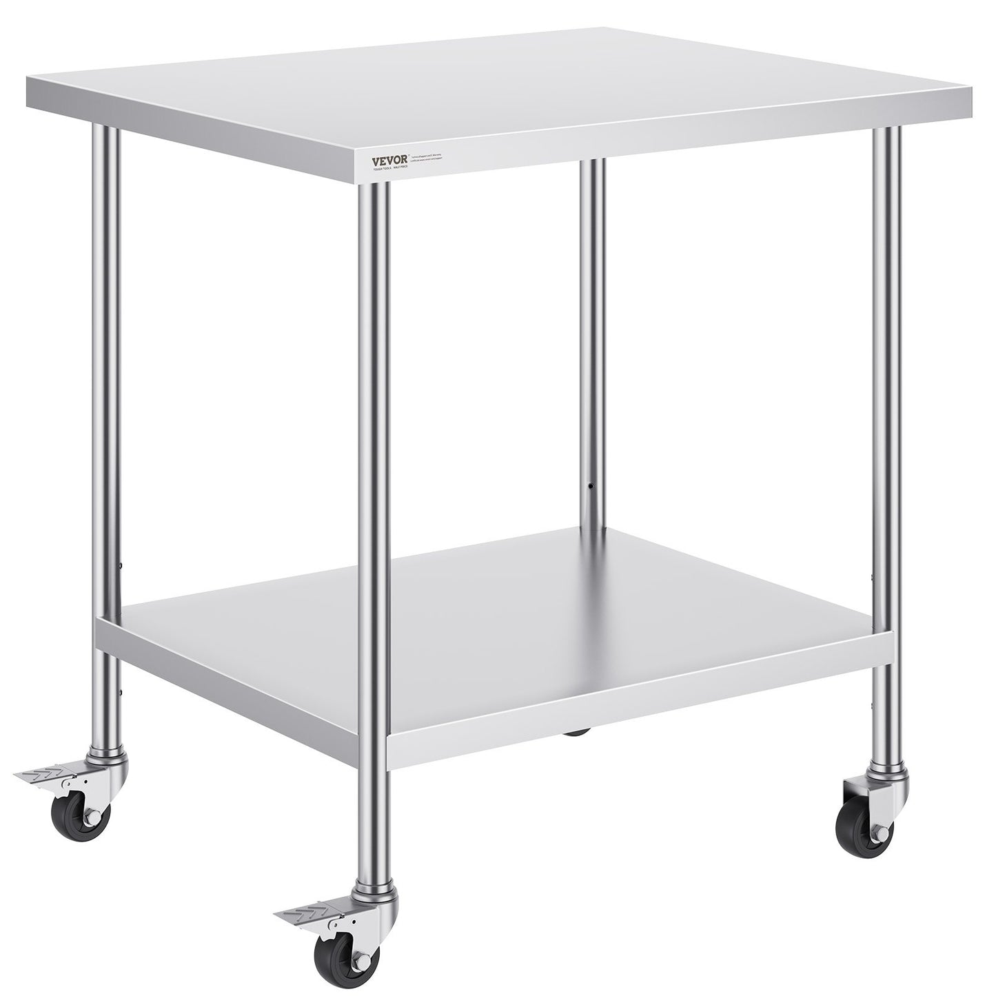 Heavy Duty Stainless Steel Work Table - 30x36x38 Inch with Wheels