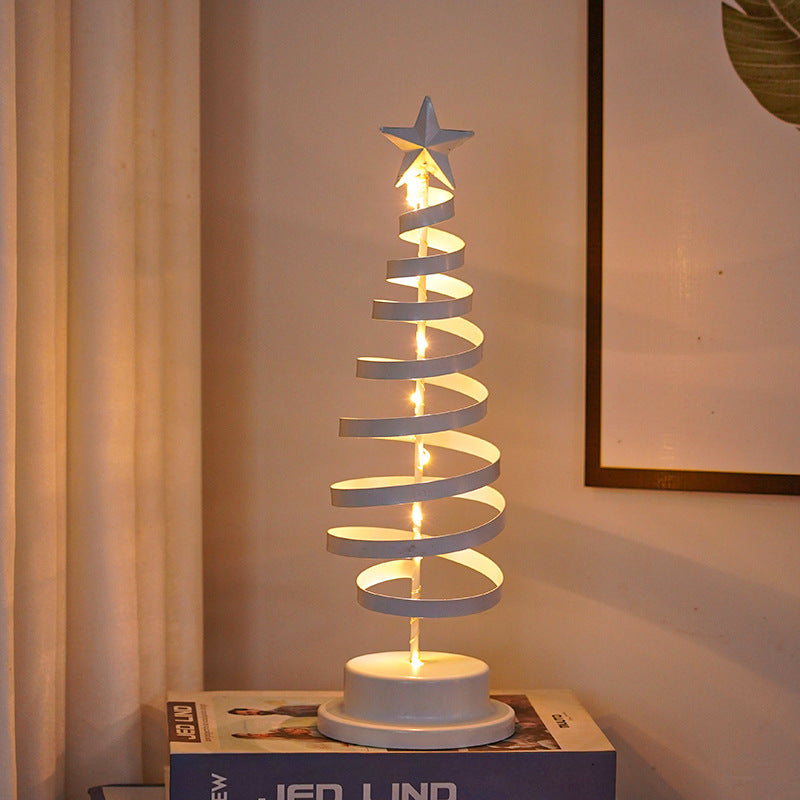 Festive Christmas Tree & Spiral Lamp for Holiday Decor - Gold & White