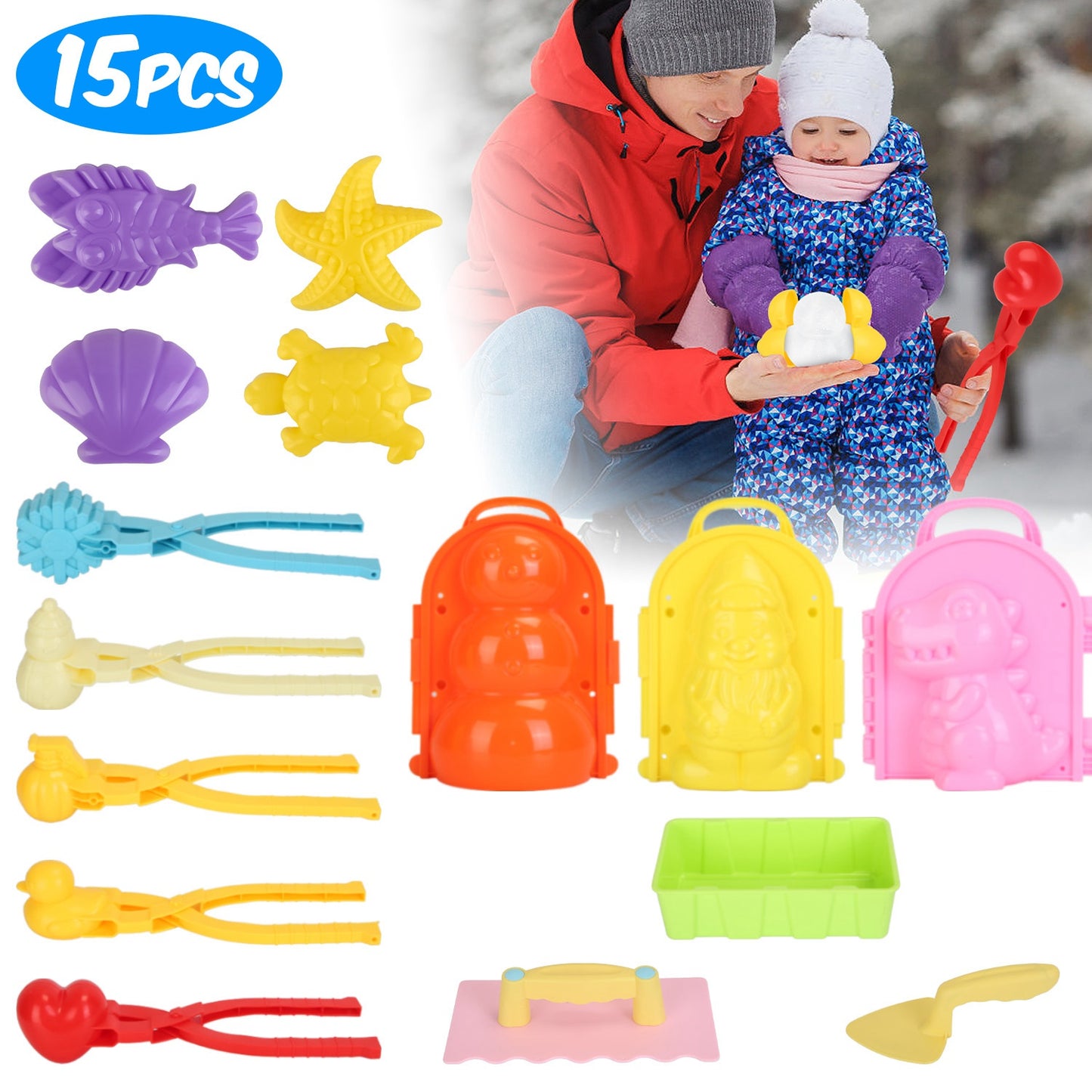 15-Piece Winter Snowball Maker Kit - Fun Outdoor Toys for Kids