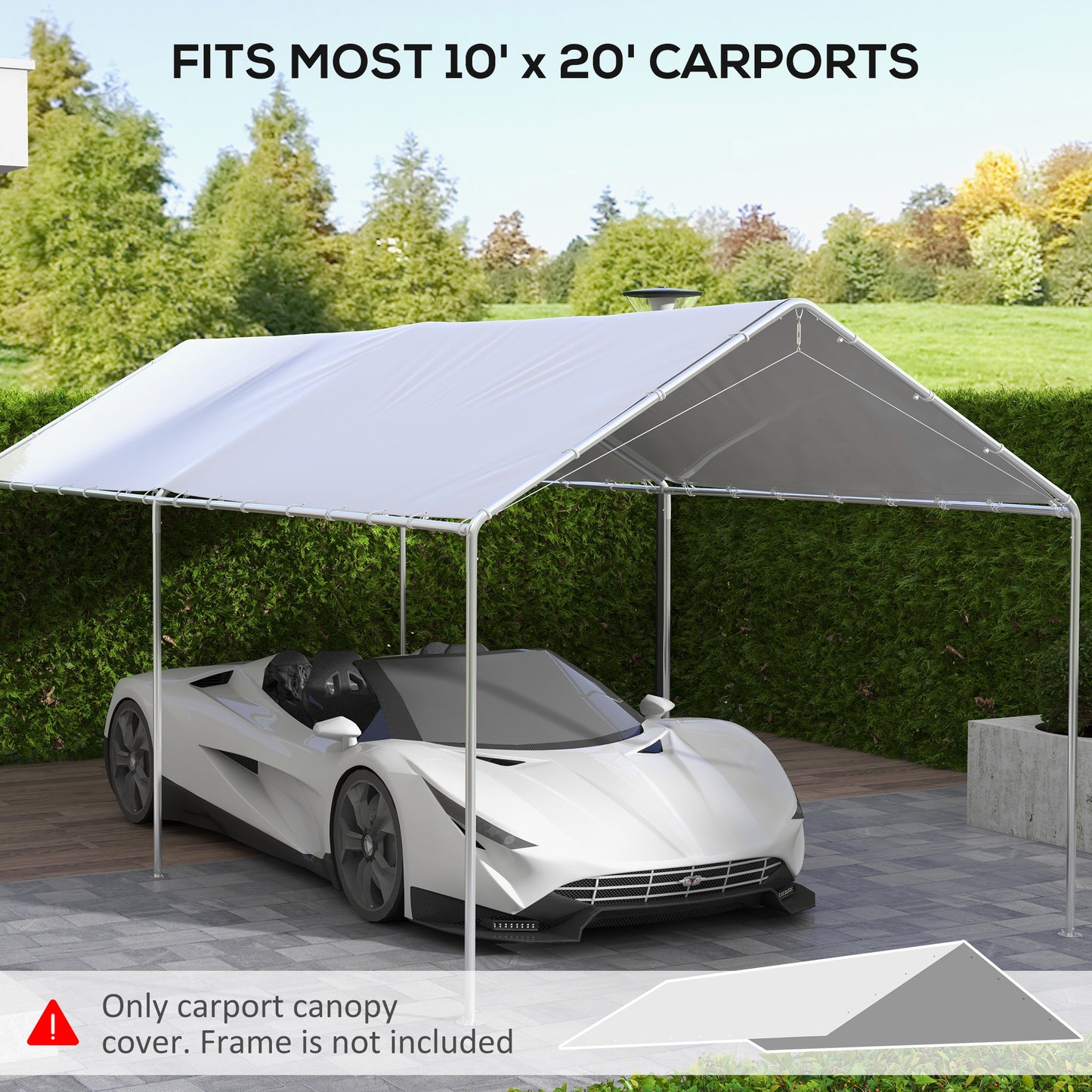 UV Resistant Carport Canopy Replacement Cover - 10x20ft
