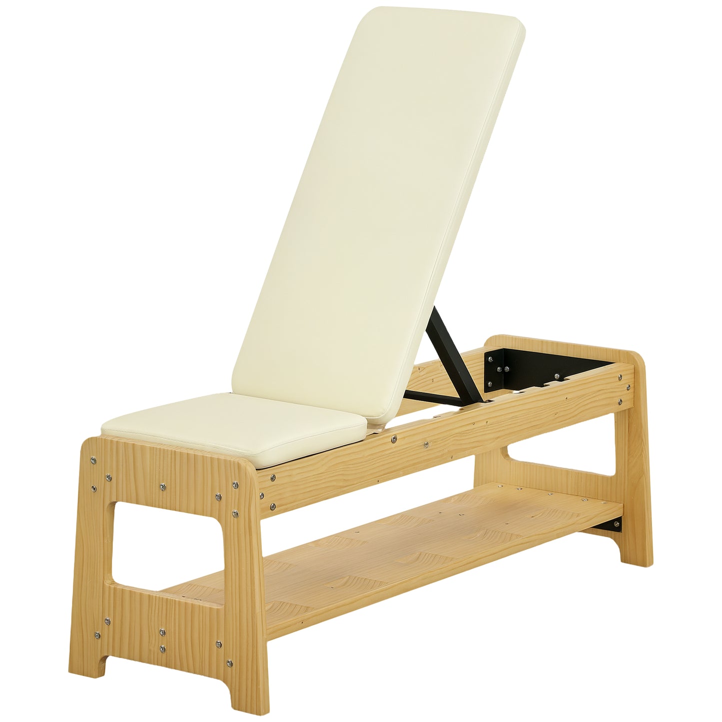 Adjustable Weight Bench with Dumbbell Rack - White