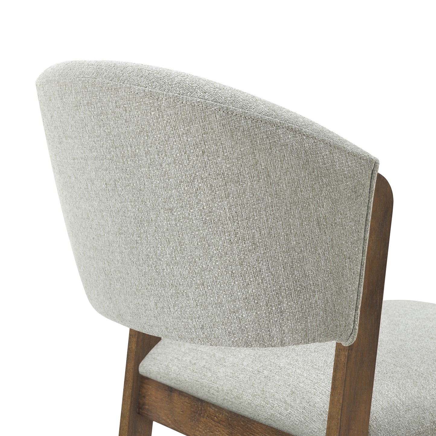 Mid-Century Modern Upholstered Dining Chairs - Set of 2, Grayish Green & Walnut