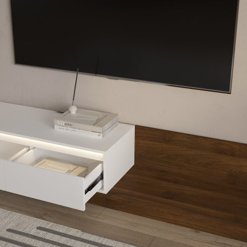 Modern Black TV Stand with LED Lights - Media Cabinet for Living Room