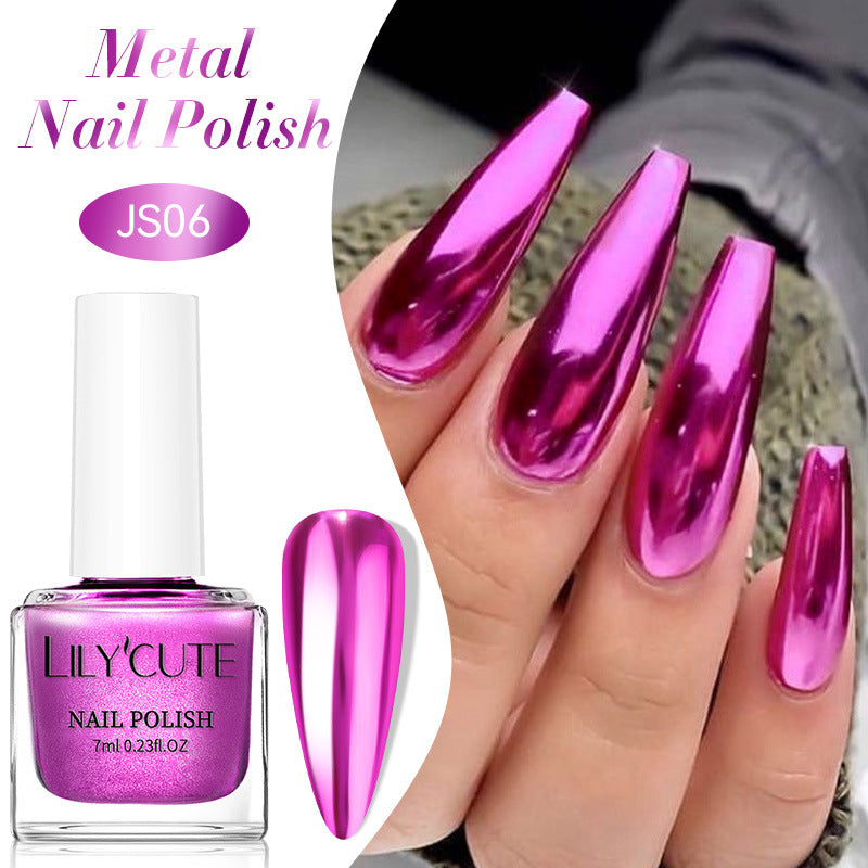 Quick-Dry Metallic Mirror Nail Polish No Baking Required - Water & Oily Resistant