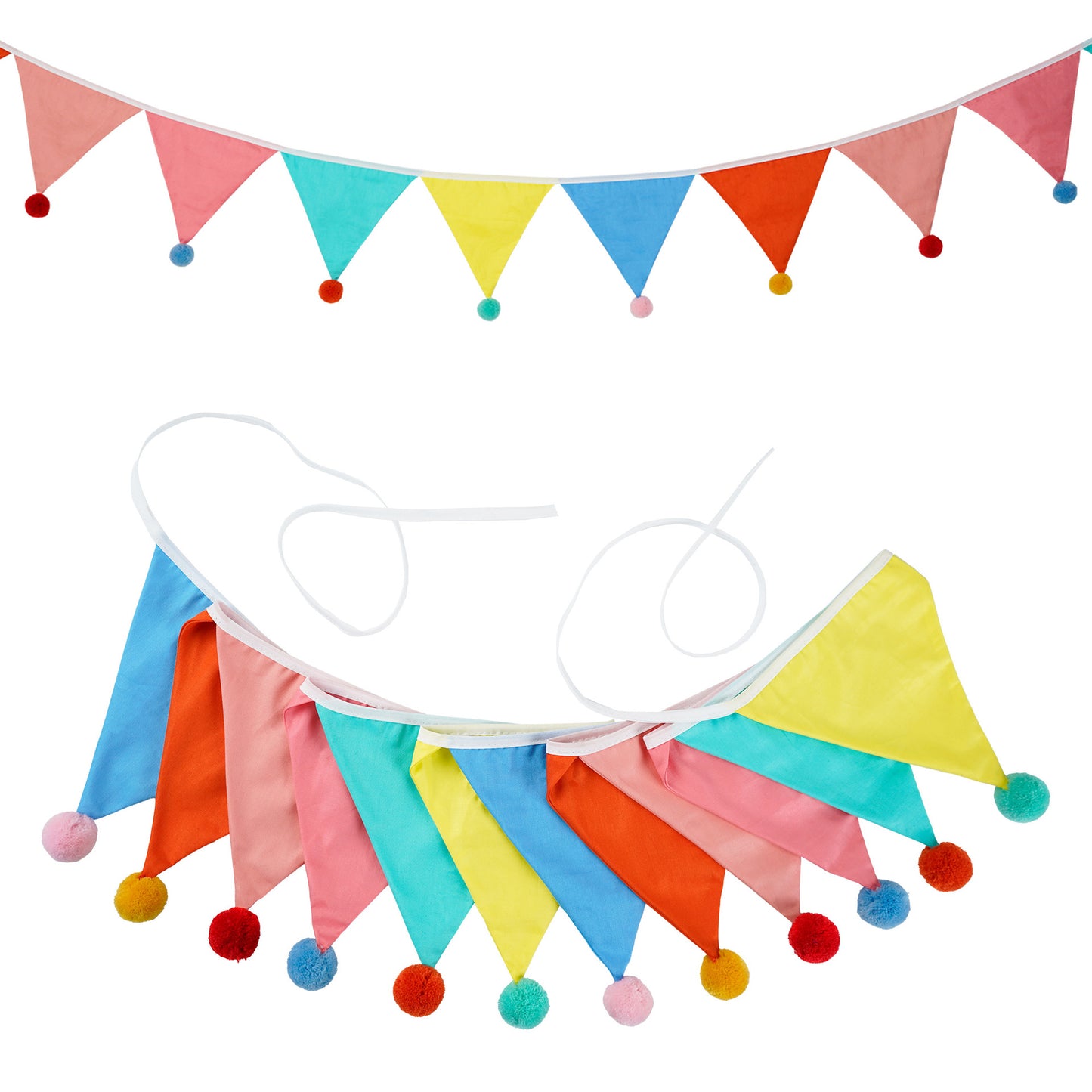 Cotton Wool Ball Triangle Flags Set for Home & Party Decor - 3.2m Length