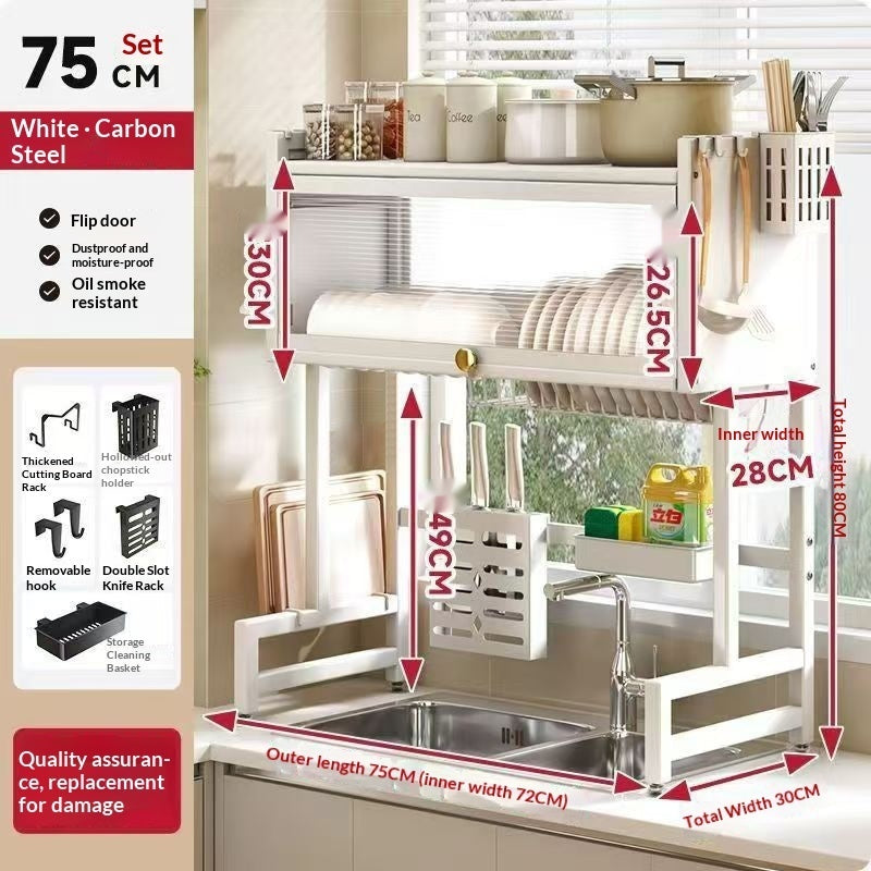 Kitchen Countertop Cabinet Shelf - Modern Steel Storage Organizer