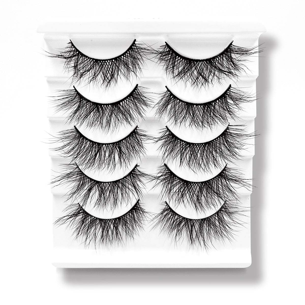 3D Premium Faux Mink False Eyelashes - Voluminous Cluster Style, 5 Pairs