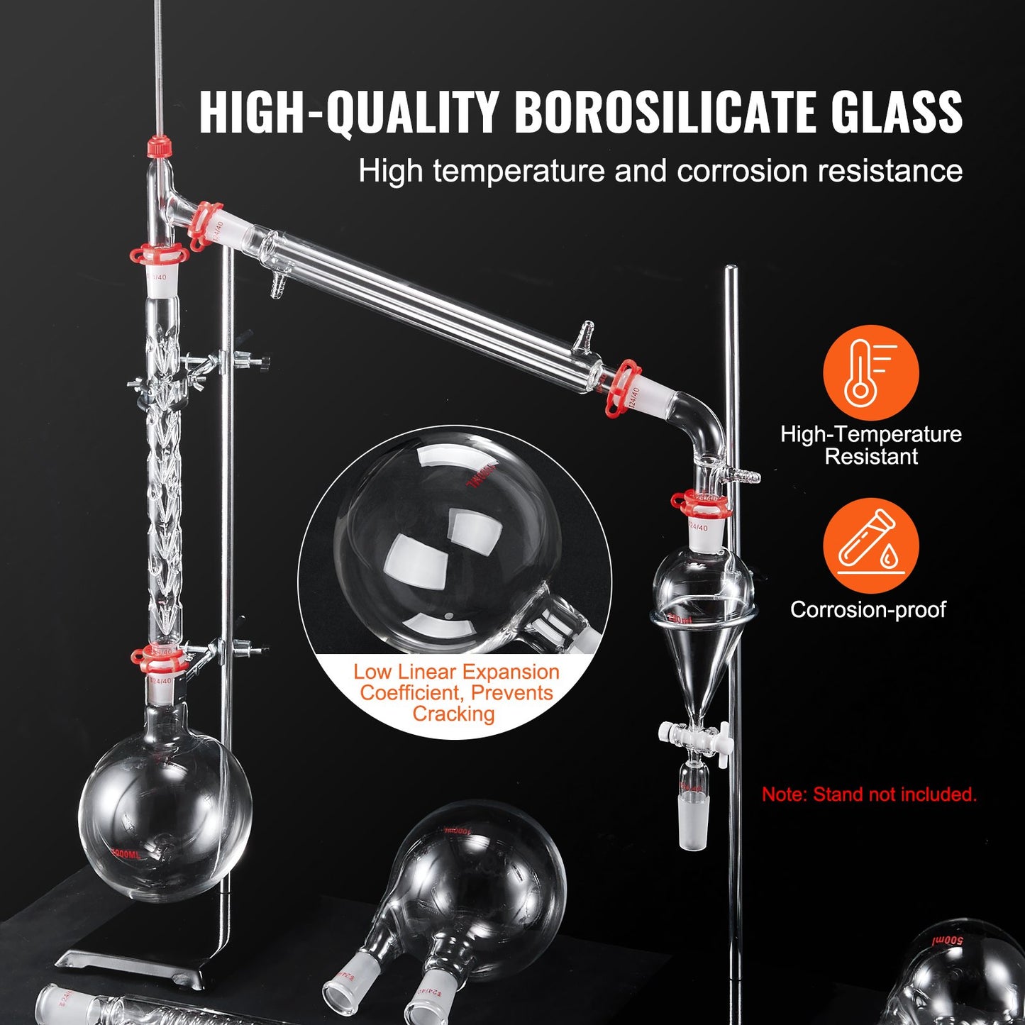Lab Distillation Kit - 3.3 Borosilicate Glassware, 32 Pcs Set