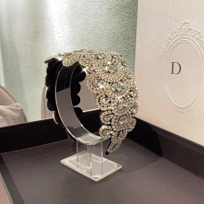 Rhinestone Hair Band - Wide Edge Design, Adjustable