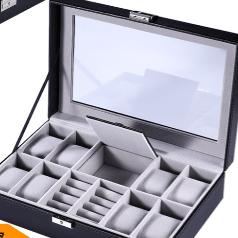 Leather Watch Storage Box with Multiple Compartments - Creative Home Organizer