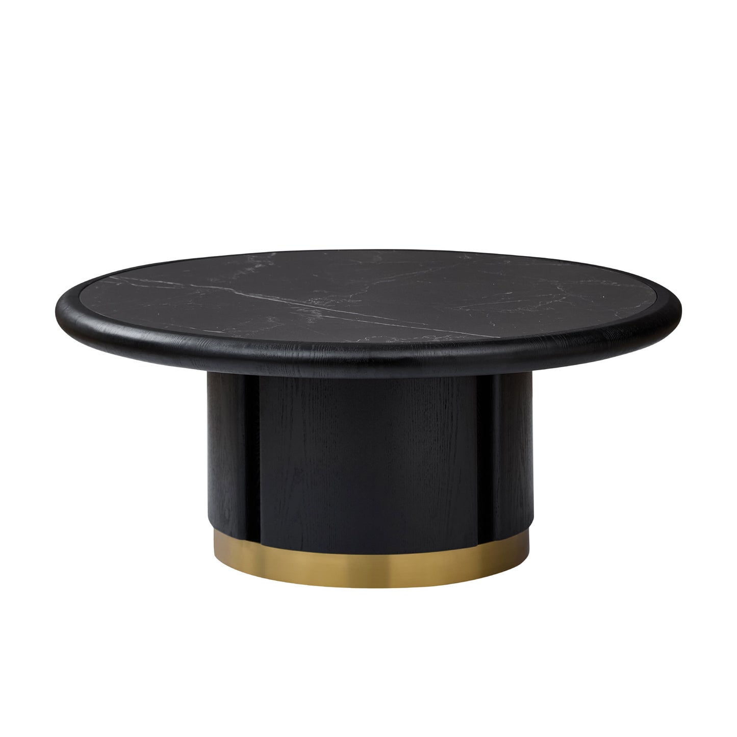 Round Coffee Table with Sintered Stone Top - Black