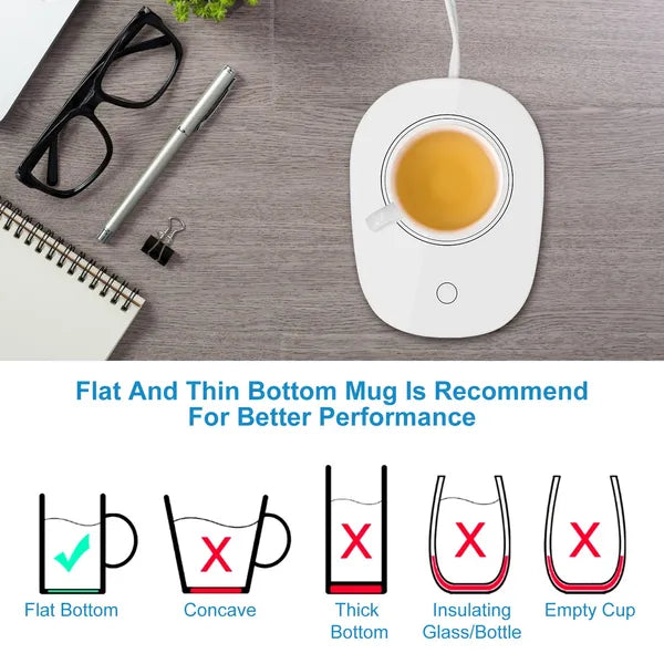 Electric Coffee Mug Warmer with Auto Shut Off - White
