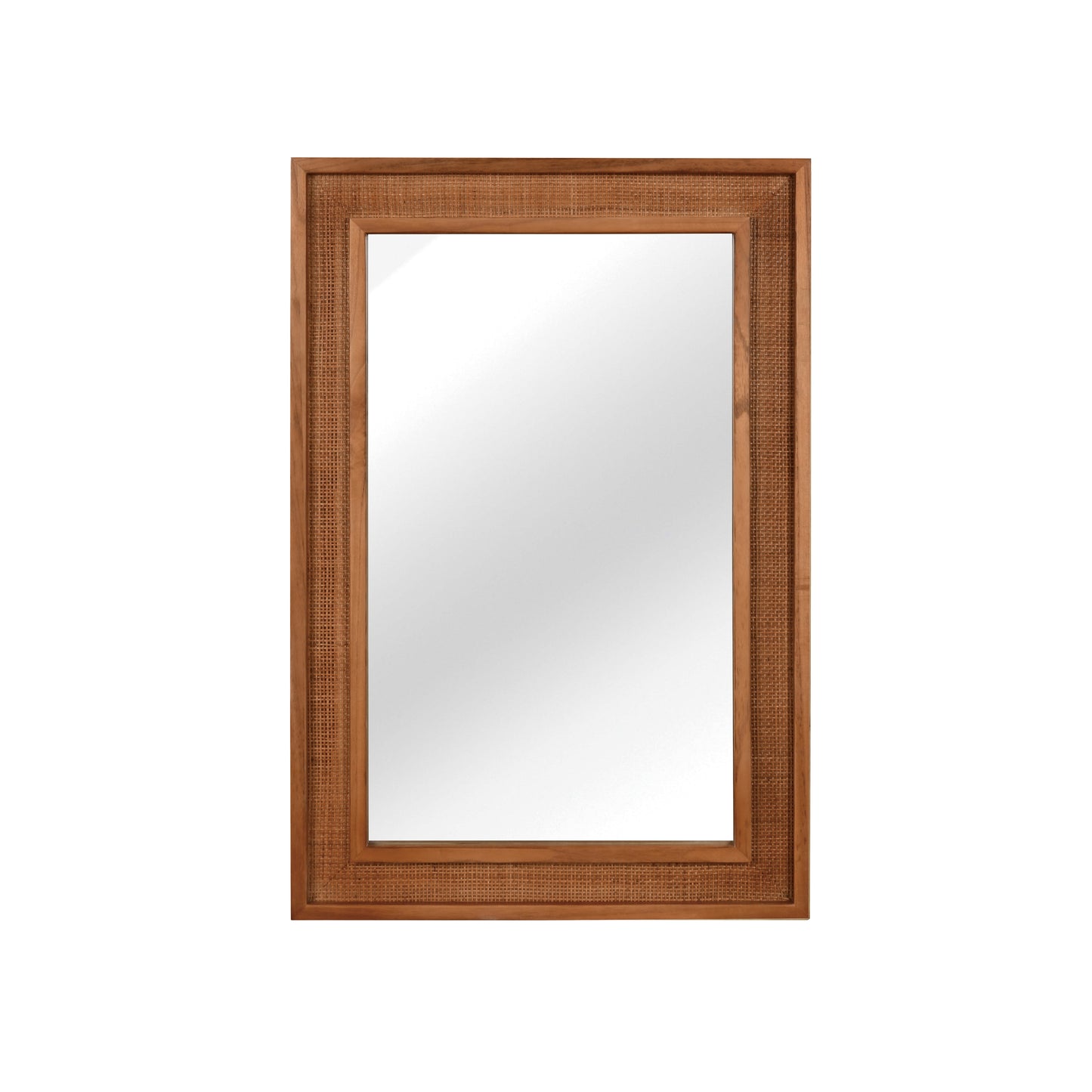 20"x30" Rattan Rectangle Decorative Mirror - Yellowish Brown