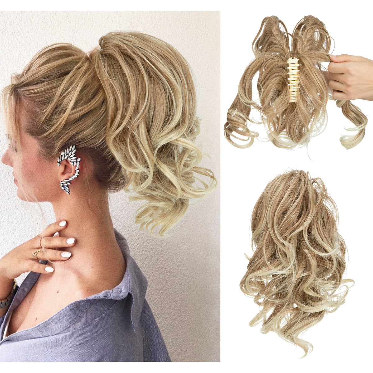 Adjustable Short Ponytail Wig Grip for Women - Natural Fluffy Hair Accessory