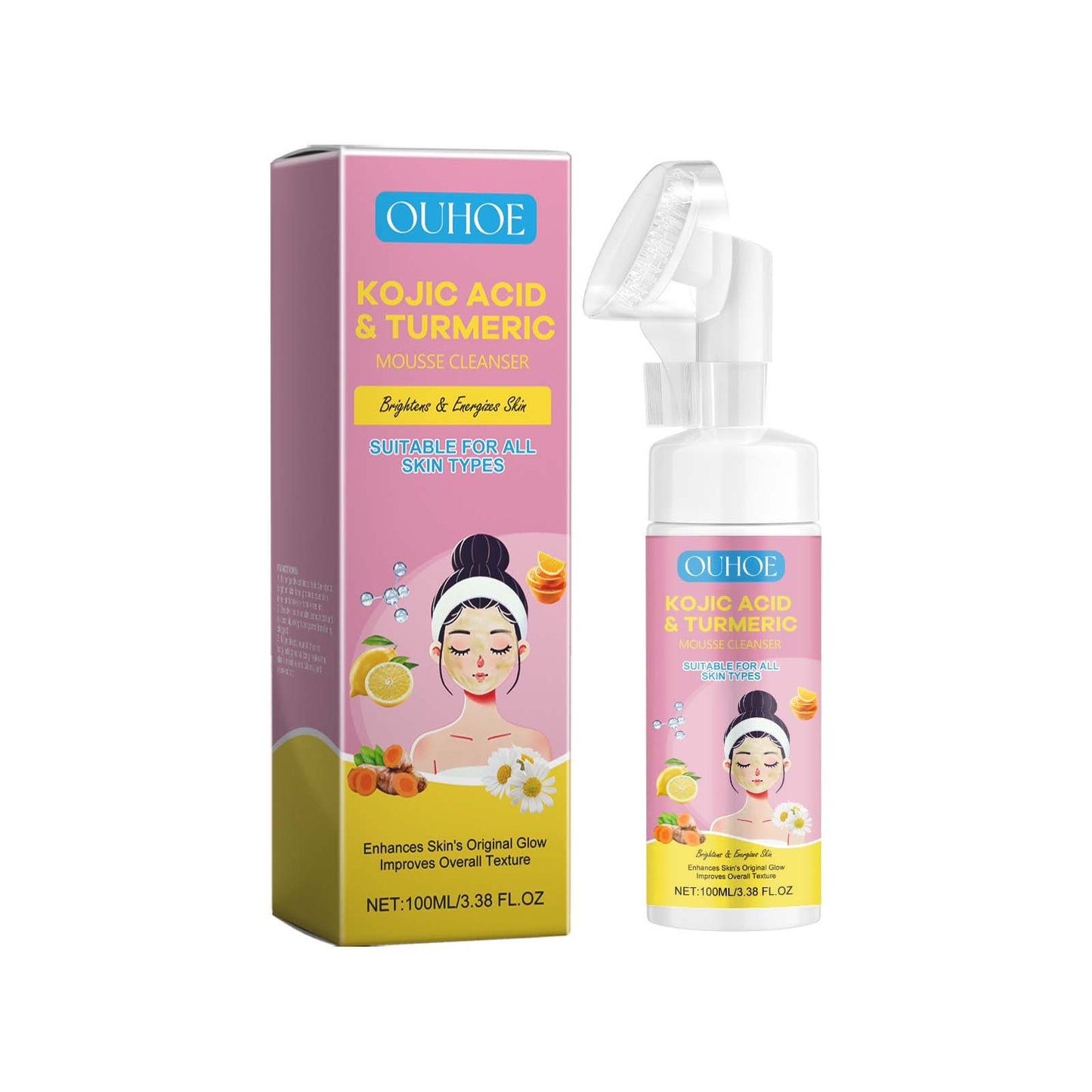 Kojic Acid & Turmeric Mousse Facial Cleanser - Hydrating Foam Face Wash
