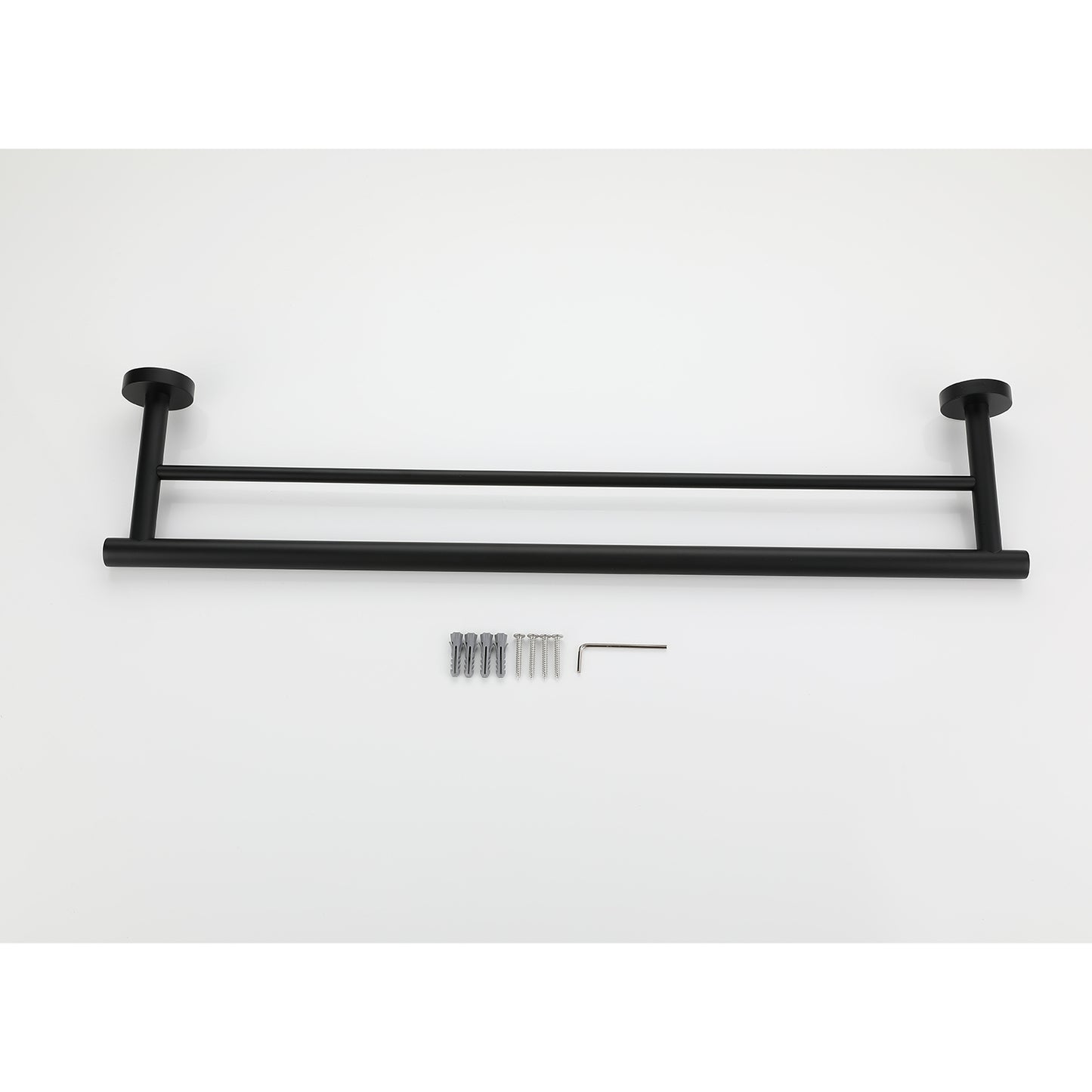 23.6-Inch Wall Mounted Towel Bar - Matte Black Stainless Steel