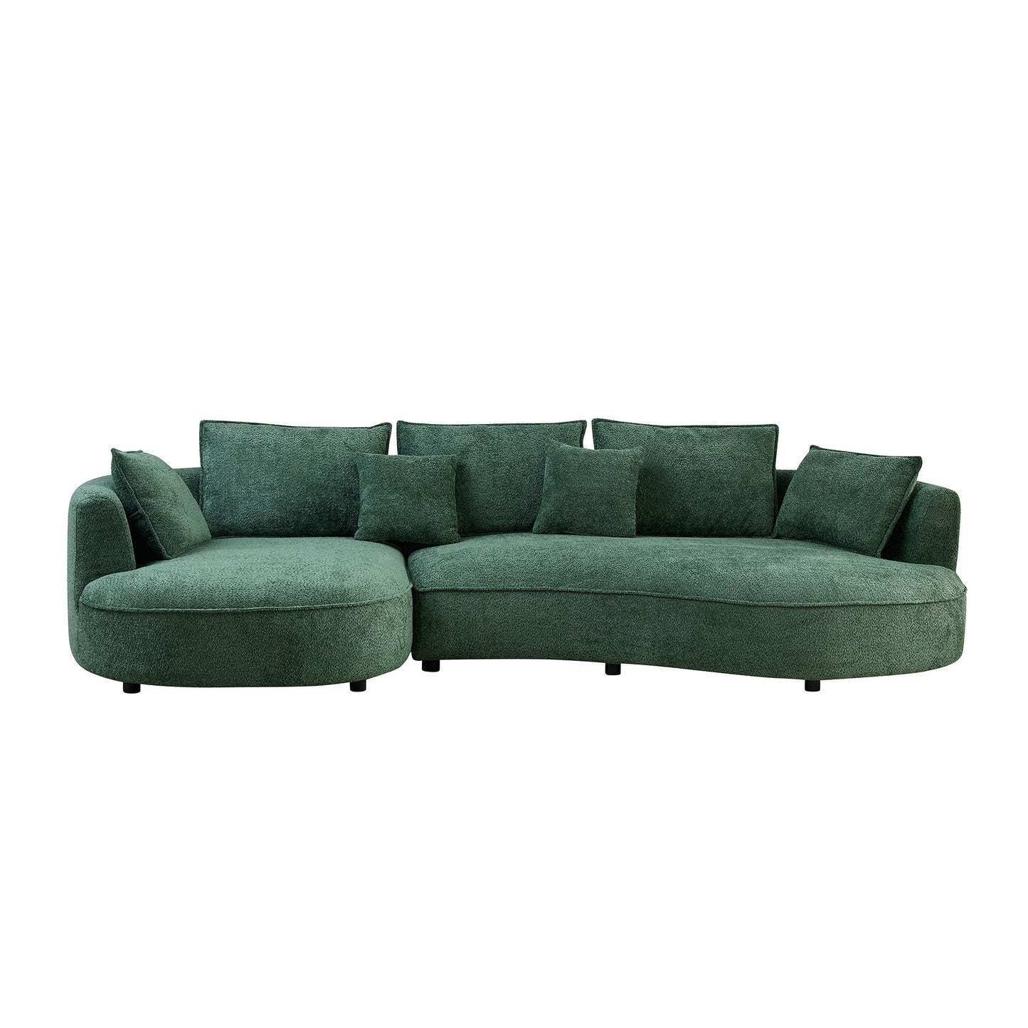 Curved Oversized Sectional Sofa - Modern 5-Seat Couch with Chaise - Green