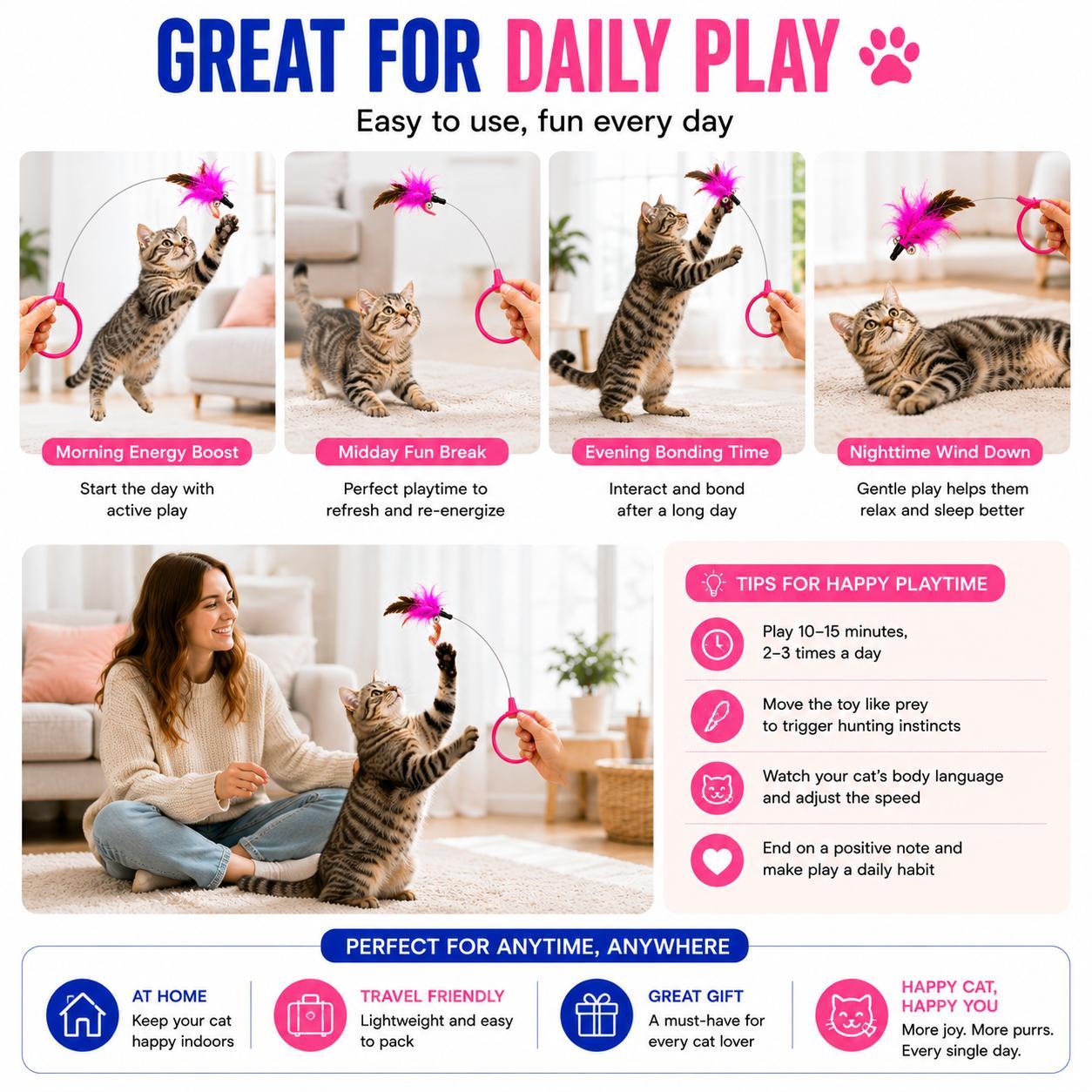 Interactive Cat Feather Collar Toy - Self-Play Pet Teaser for Indoor Cats