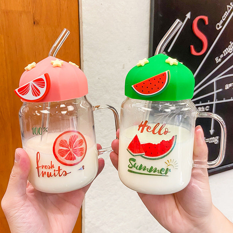 Large Capacity Tempered Glass Fruit Drinkware - High Temperature Resistant Transparent Glass Cup