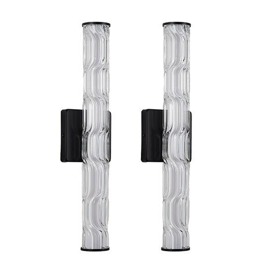 Modern K9 Crystal Wall Sconce Set of 2 - Black and Bronze