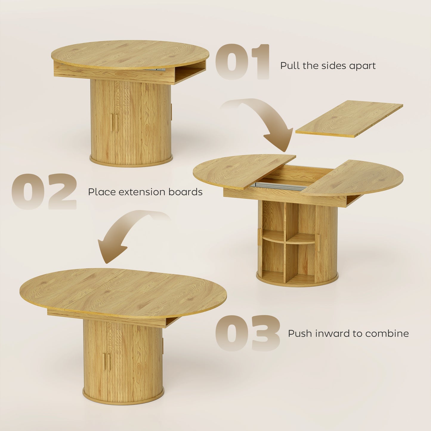Extendable Dining Table for 6, 60" Farmhouse Kitchen with 2-Tier