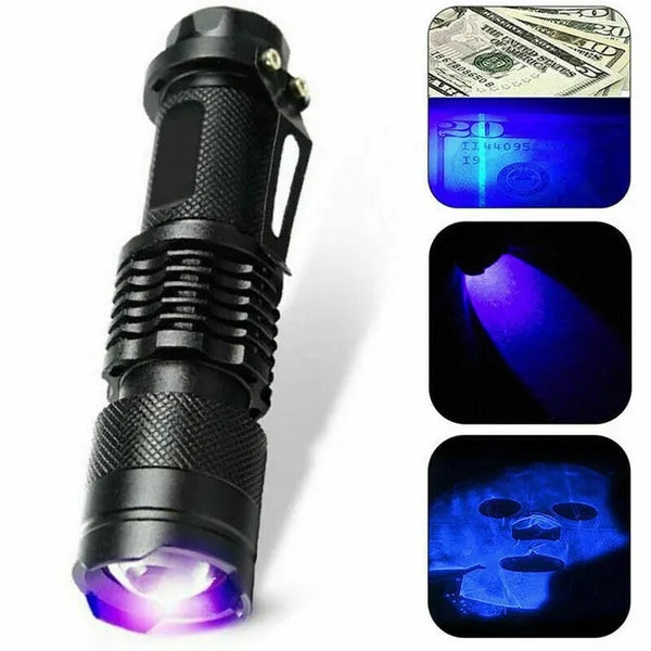 Mini Portable UV LED Flashlight - 3 Modes Blacklight Torch