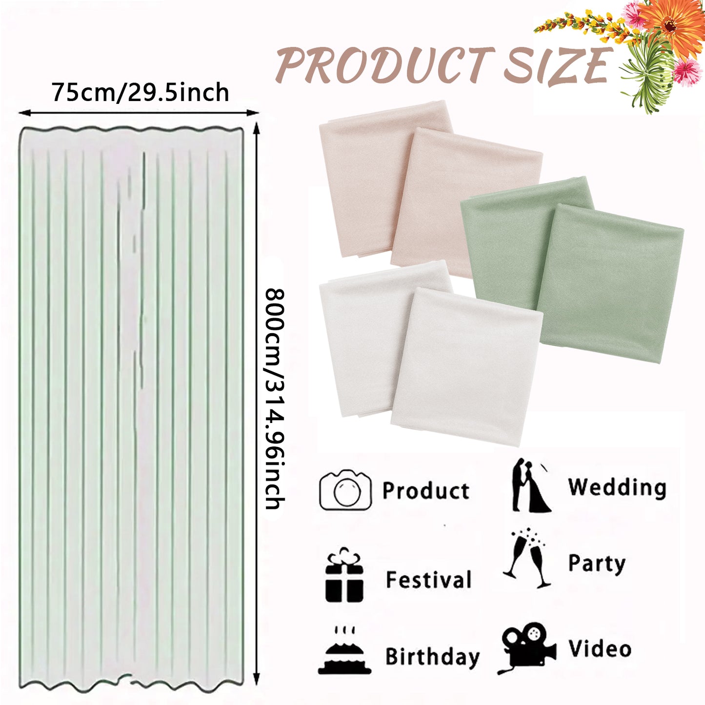 Wedding Arch Draping Fabric - 2 Panels, Beige, Polyester