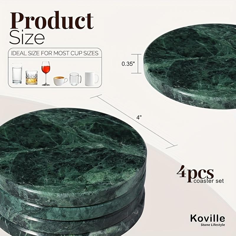 4-Piece Marble Coaster Set - Heat-Resistant Round Table Protectors
