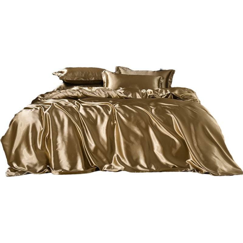 Silky Four-Piece Bedding Set - Quilt Cover Bed Sheet & Fitted Sheet
