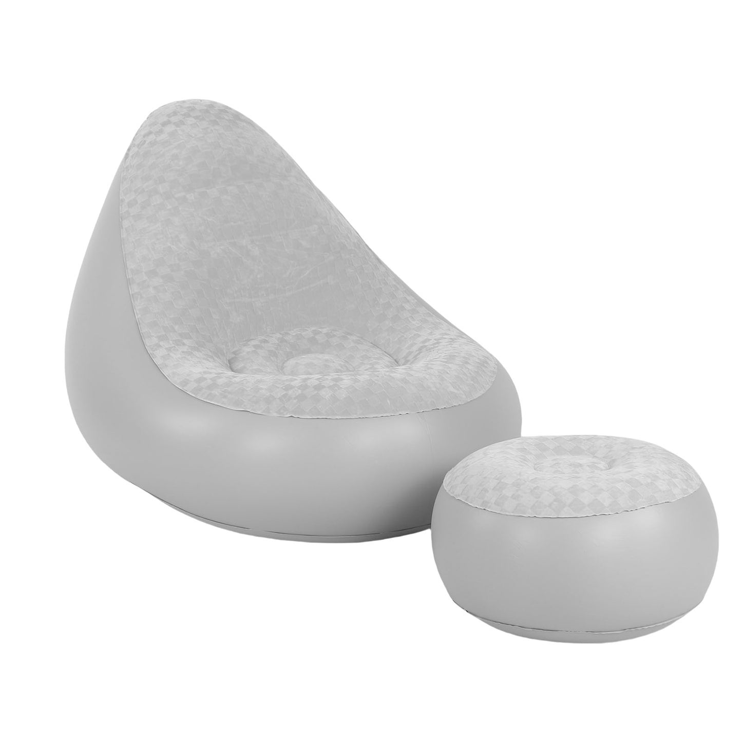 Inflatable Lounge With Footstool PVC Flocking Water Proof Folding